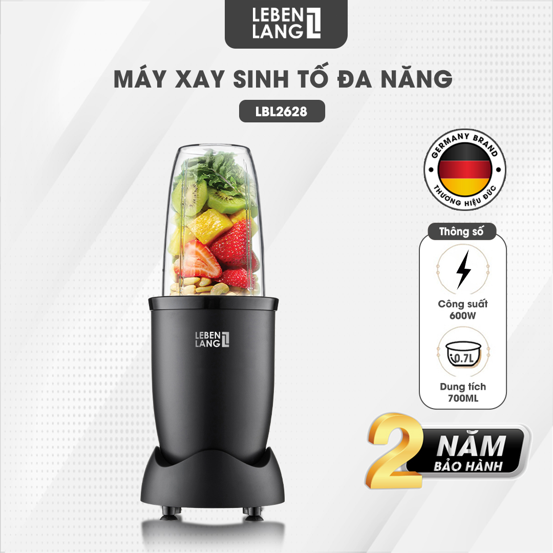 Máy xay sinh tố đa năng Lebenlang LBL2628, dung tích 700ml, công suất 600W, tiện lợi cho gia đình, bảo hành 2 năm - hàng chính hãng 