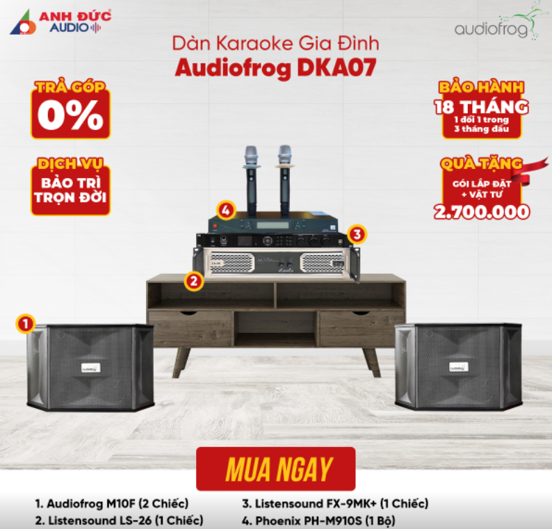 Dàn Karaoke Gia Đình Audiofrog DKA07 - Hàng Chính hãng