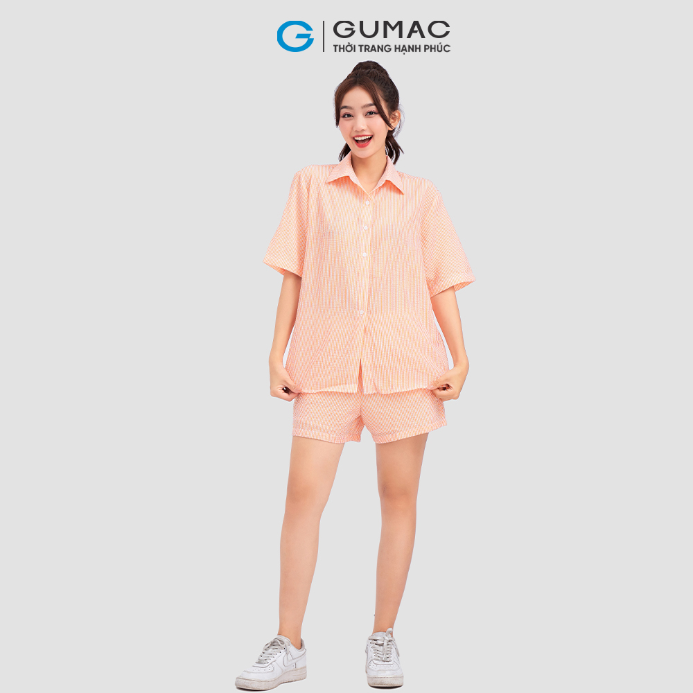 Set sơ mi tay ngắn, quần short freesize GUMAC SC11052