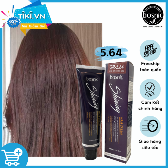 GR5.64 (NÂU ĐỎ ĐỒNG) - NHUỘM THẢO DƯỢC MÀU THỜI TRANG BOSNIC 150ML