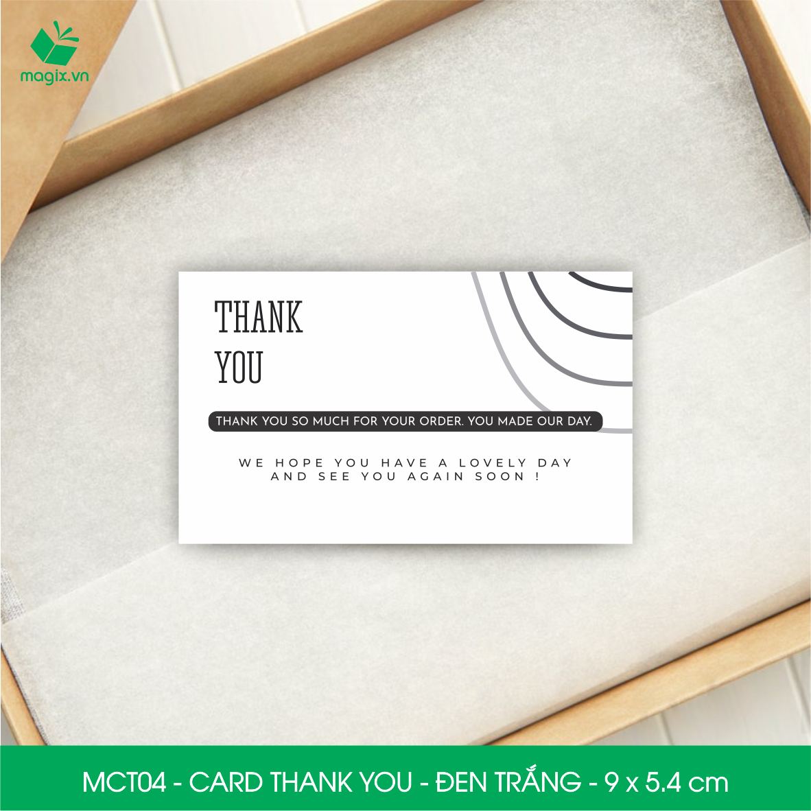 MCT04 - 9x5.4 cm - 50 Card Thank you, Thiệp cảm ơn khách hàng, card cám ơn cứng cáp sang trọng