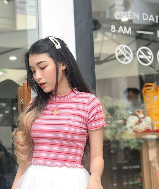 Áo kiểu croptop SỌC cut-out