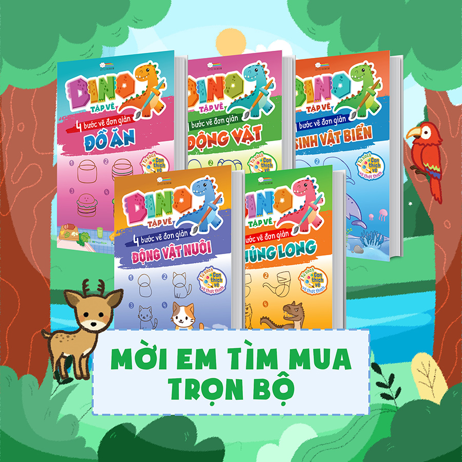 DINO tập vẽ - 4 bước vẽ đơn giản Động Vật