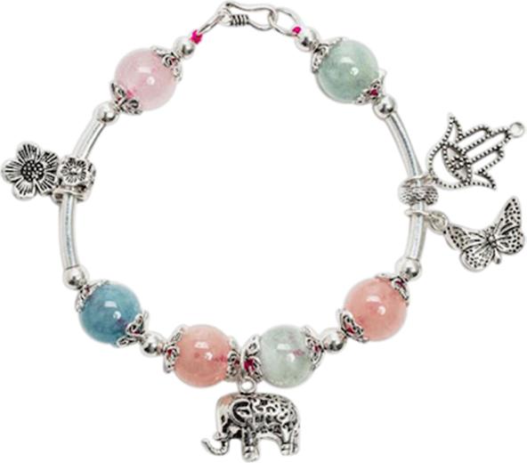 Vòng Tay Đá Beryl Đa Sắc Charm Bạc 925 Ngọc Quý Gemstones VT174