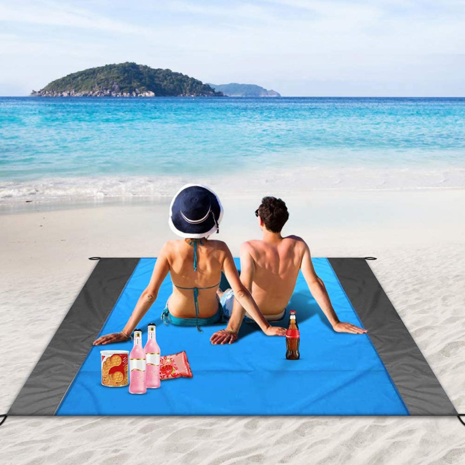Sandproof Beach Blanket Oversized Beach Mat 78" X 82" Suitable for 4-7 Adults, Waterproof Lightweight Picnic Mat for Travel, Camping, Hiking