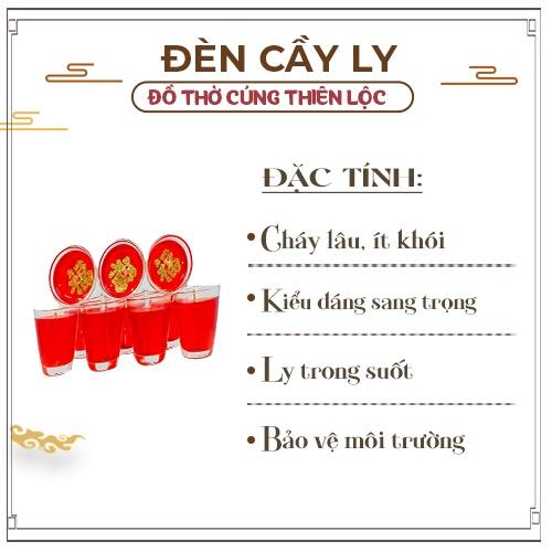 Đèn Cầy Ly Cúng Rượu Bầu Cao 5,5cm Cháy Liên Tục 10 Tiếng Đồ Thờ Cúng Thiên Lộc - Hộp 12 Ly