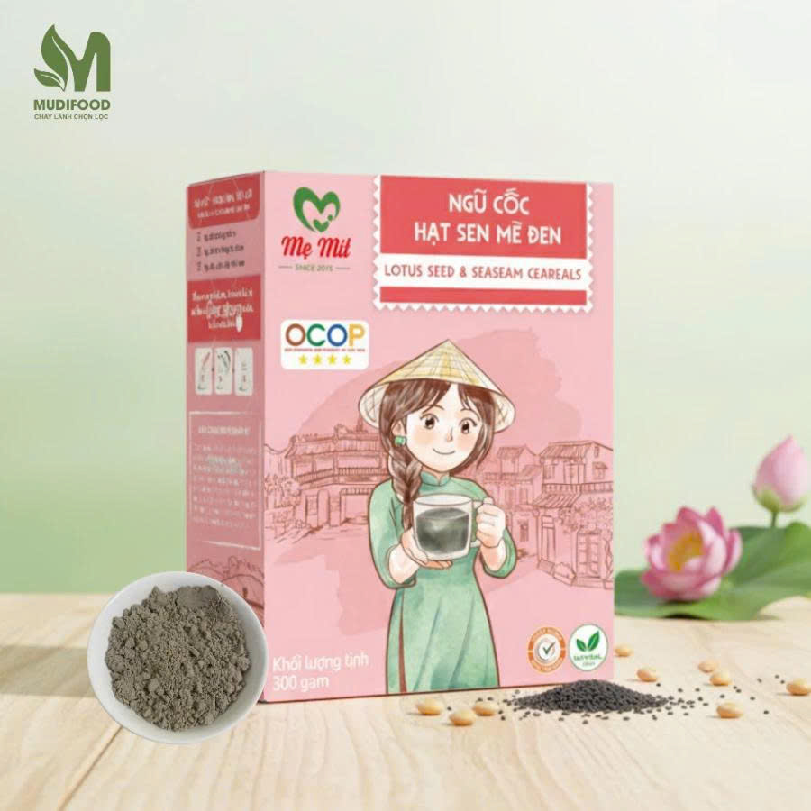 Ngũ Cốc Hạt Sen Mè Đen Mẹ Mít Hộp 300g - Dinh Dưỡng, Ngon Từ Thiên Nhiên, Dưỡng Tâm An Giấc, Đẹp Da, Ăn Chay, Healthy