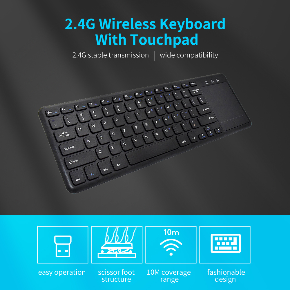 Bàn Phím Không Dây 2.4g Với Bàn Di Chuột 78 Phím Siêu Mỏng Dành Cho Windows / AnDroid