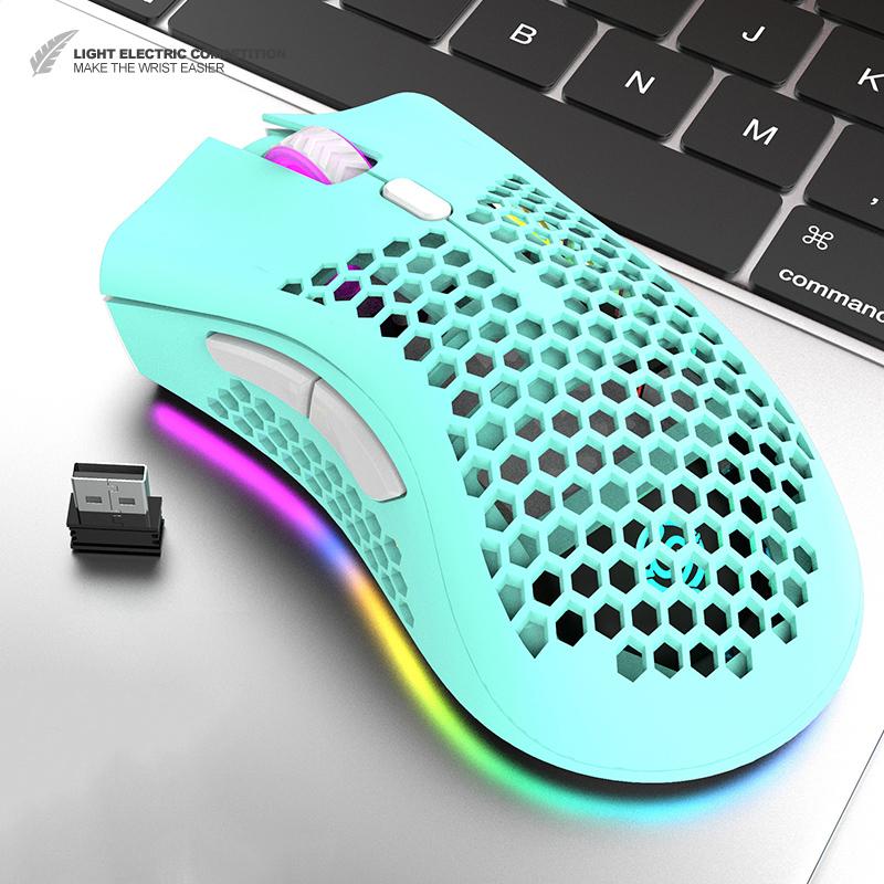 Chuột Không Dây USB Máy Tính Im Lặng Công Thái Chuột 1600 DPI Tổ Ong RGB Quang Mause Game Thủ Noiseless Chuột