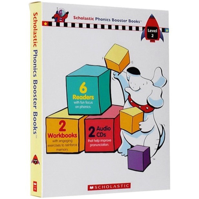 [Hàng thanh lý miễn đổi trả] Scholastic Phonics Booster Books : Box Set Level 2 (Include 6 Books, 2 Workbooks and 2 Audio CDs)