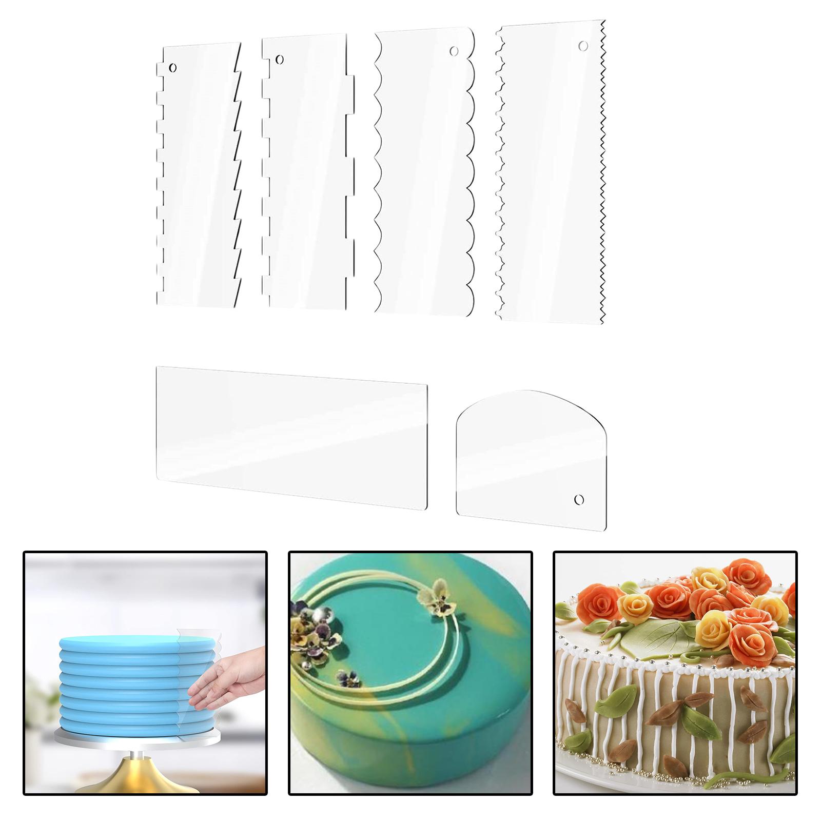 6 Pieces Acrylic Cake Scraper for Cake Edges Icing Mousse Kitchen Supply