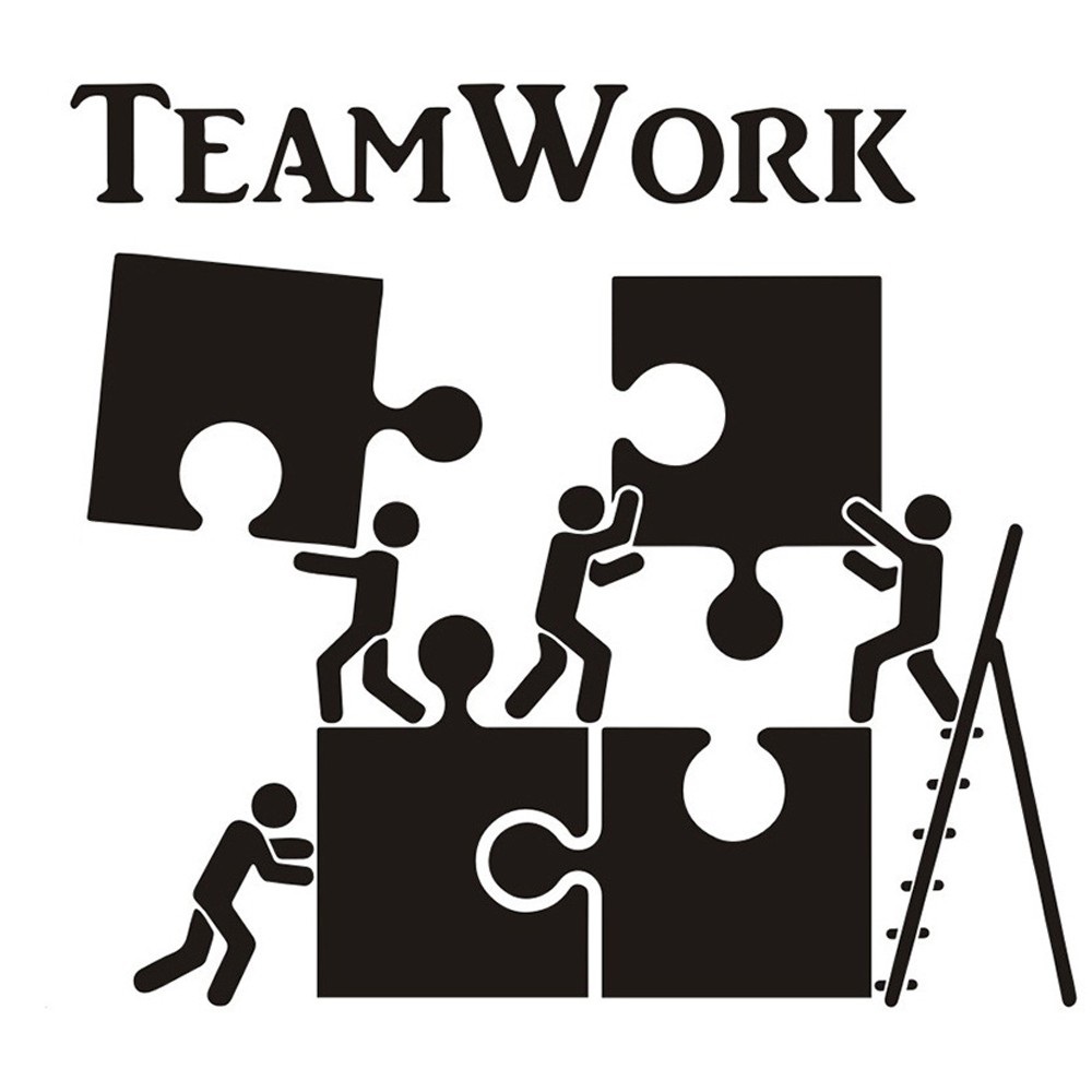 Decal dán tường chữ TEAMWORK mảnh ghép truyền động lực ý nghĩa
