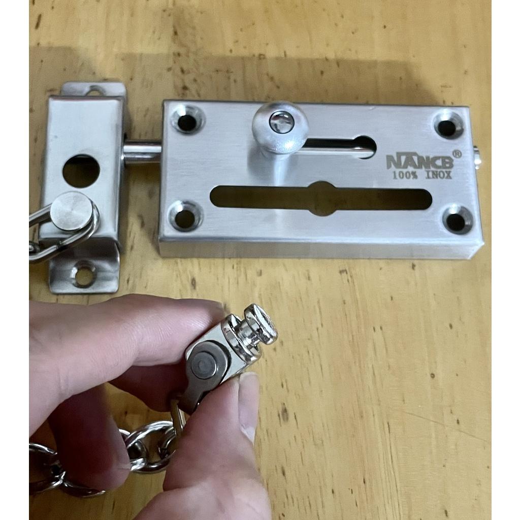 Chốt cửa dây xích an toàn inox 304 Nancb