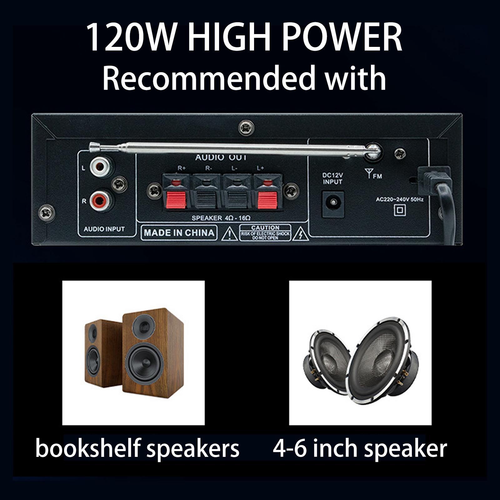 Power Amplifier US Adapter Plug FM HiFi Two Channel for Speakers Home Use TV