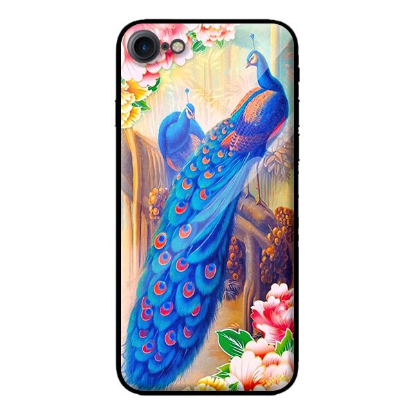 Ốp kính cường lực cho iPhone 7 mẫu chim công 2 - Hàng chính hãng