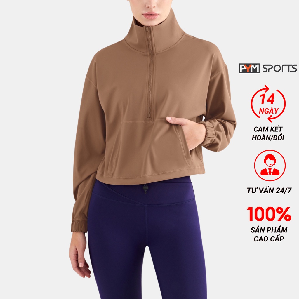 Áo khoác thể thao PYM SPORT dài tay dáng hoodie có khóa kéo phía trước chất liệu cao cấp mềm nhẹ thoáng khí - PYMAT030