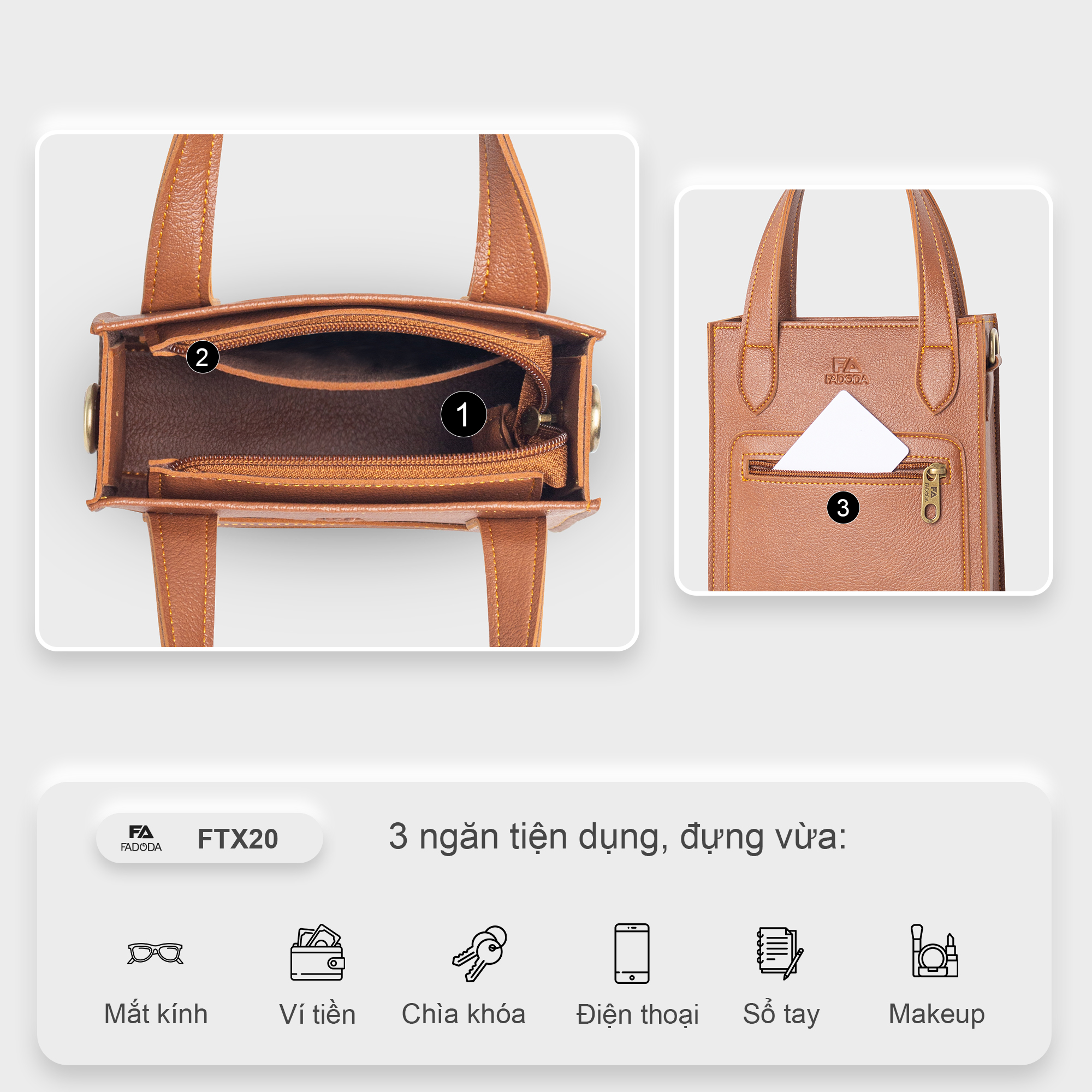 Túi xách nữ mini dáng đứng Fadoda - FTX20