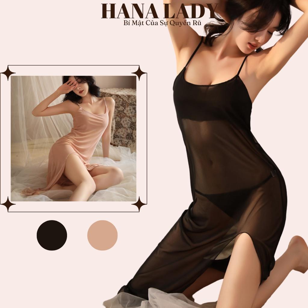 Váy ngủ sexy, đầm ngủ gợi cảm voan lụa xẻ tà quyến rũ VN518