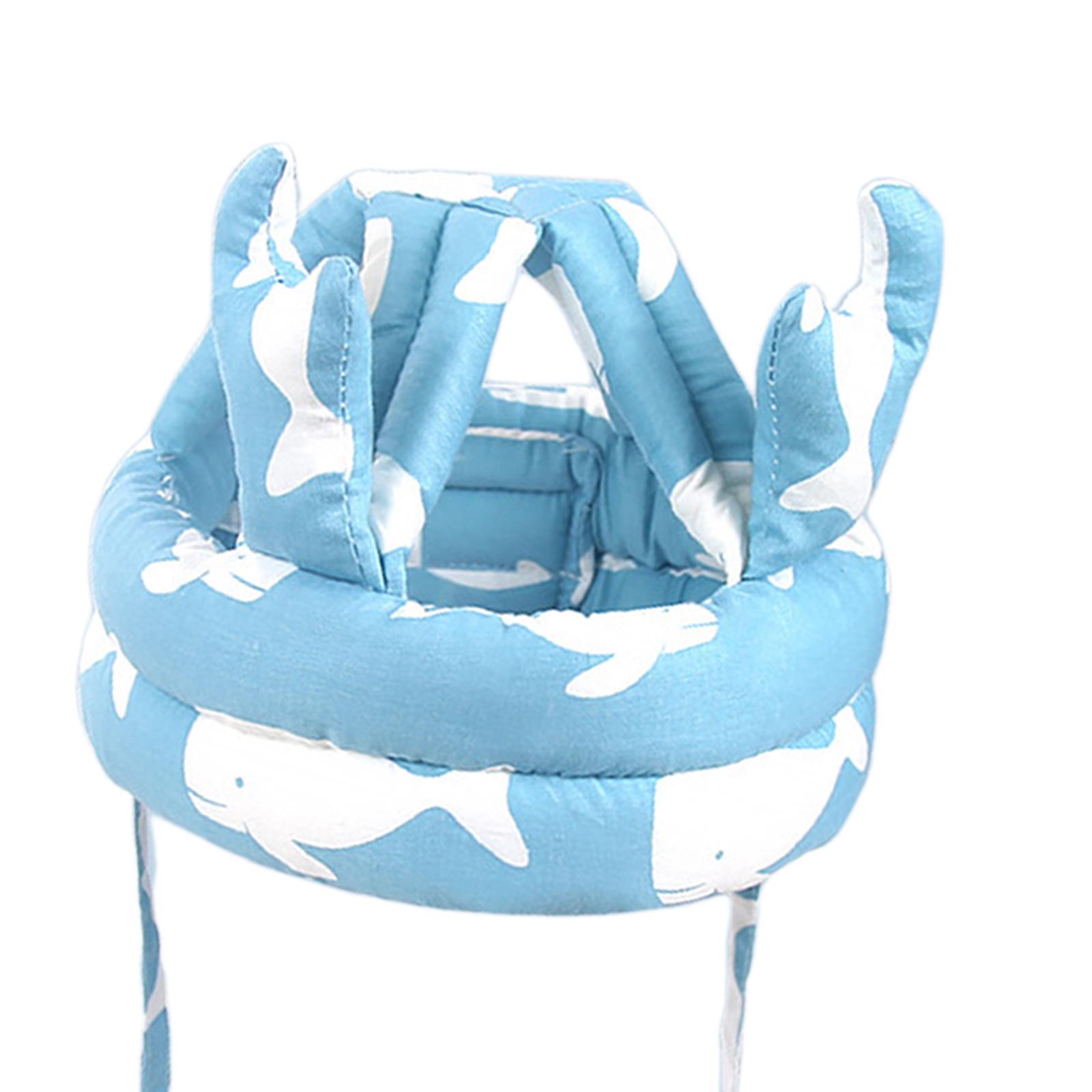 Protective Cap Adjustable Breathable Head Protection for Crawling Boys Blue