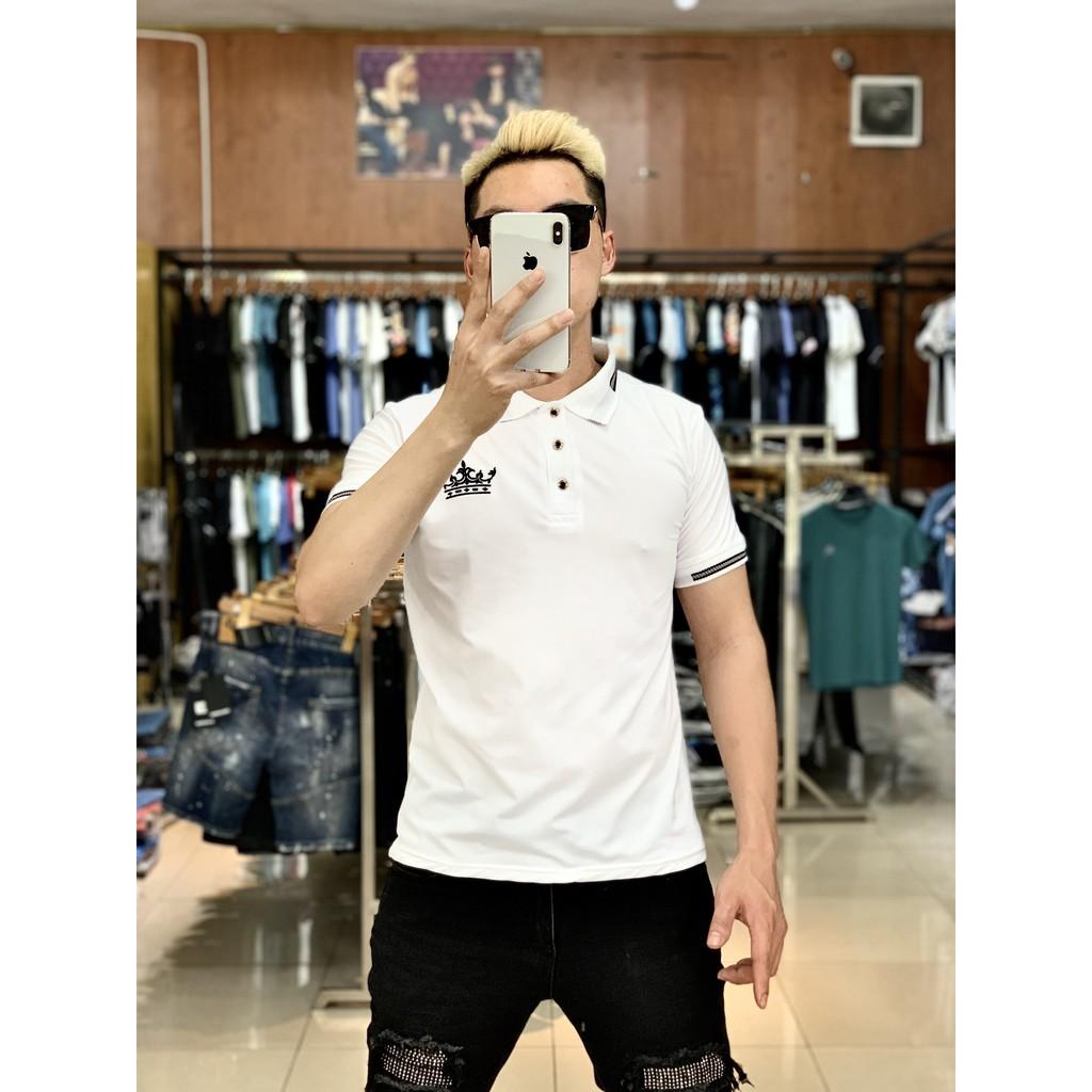 Áo Thun Nam Thêu Họa Tiết Vương Miện, Áo Polo Cổ Bẻ Chất Cá Sấu Siêu Đẹp, Hàng Chuẩn Store Xịn XEKOTINO