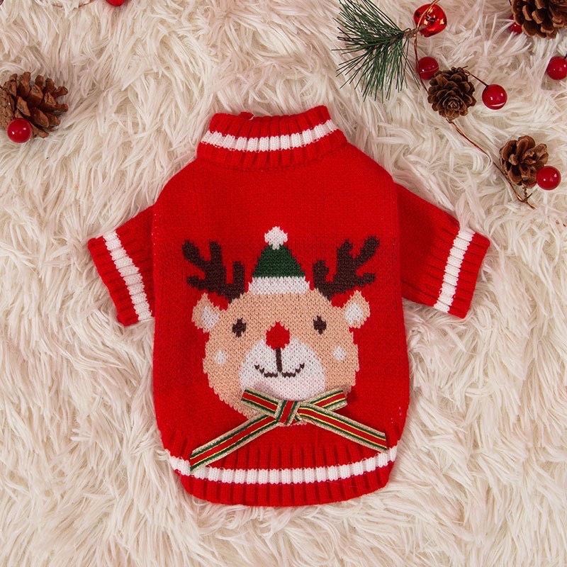 Size S - ÁO NOEL HÌNH SỪNG HƯƠU CHO CHÓ MÈO - LEN ẤM CAO CẤP ĐÁNG YÊU