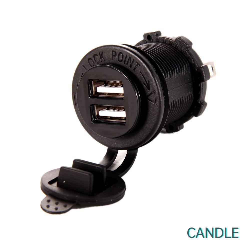 Ổ Cắm Điện Hai Cổng Usb 2.1 Amp Cho Xe Máy