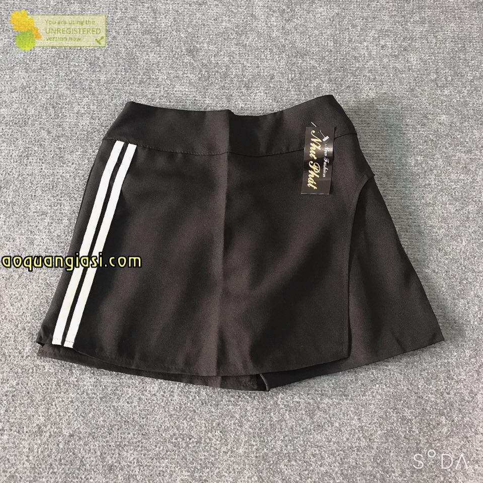 Quần giả váy nữ vạt xéo 2 sọc size S,M màu đen MT789 thần thánh, hàn quốc, chuẩn store, korea, 50k