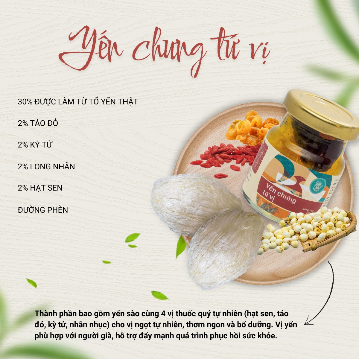 Yến Thị-Chưng Tứ vị- Hũ Chưng Sẵn 30% Yến-70ml