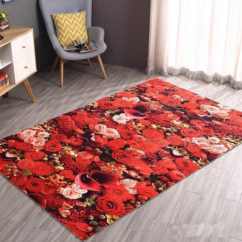 Thảm nhung 3D hoa hồng đỏ TSN01