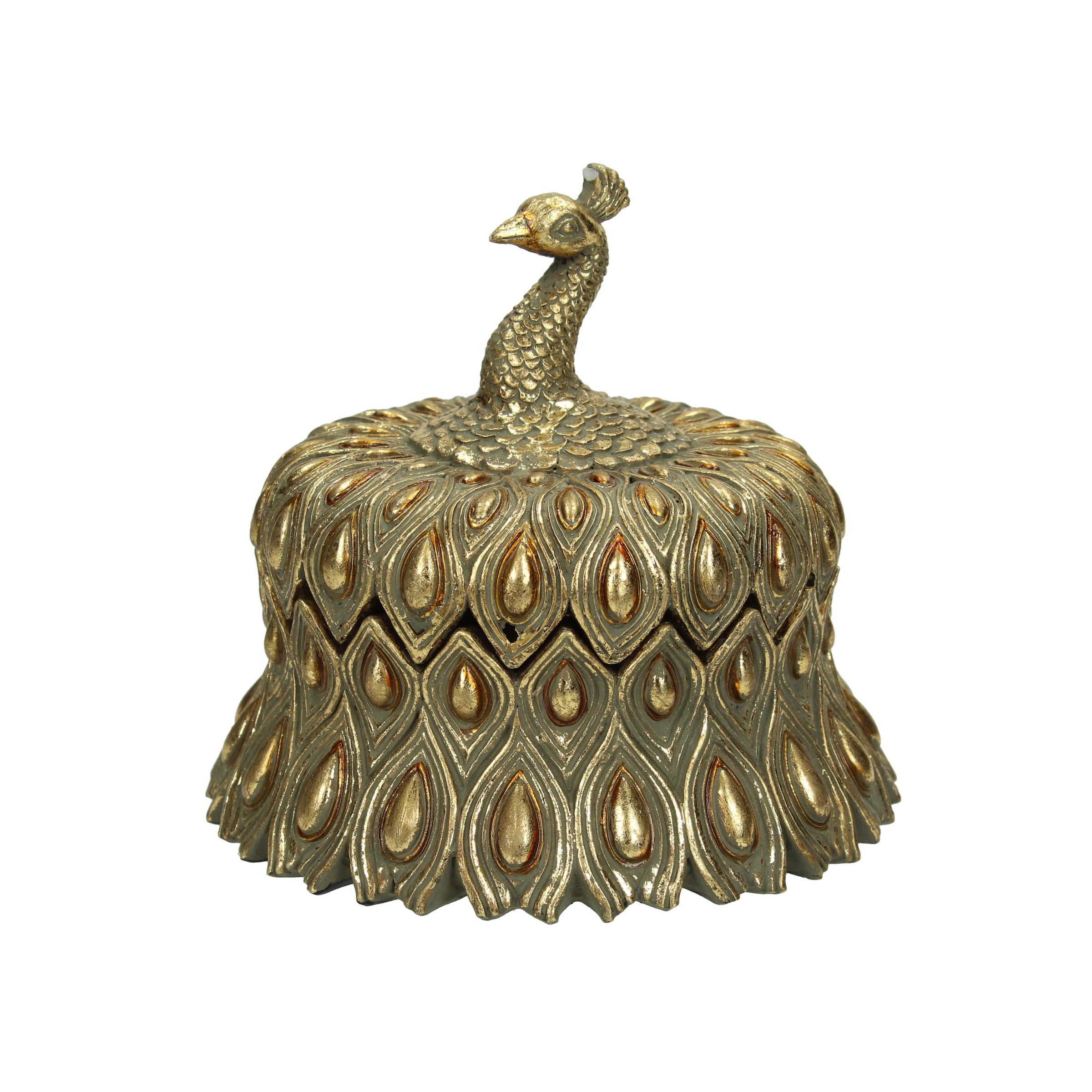 Hộp trang trí Peacock Gold nhập khẩu chính hãng KERSTEN Hà Lan 13.3x13.3x12.5cm XET-2844