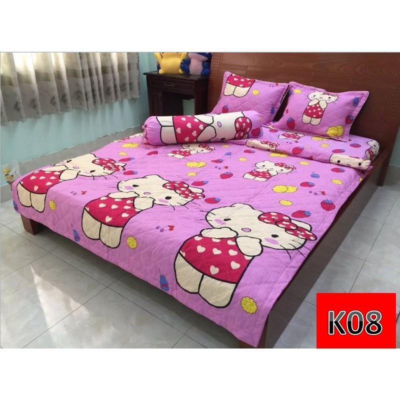 Set chăn drap gối 5 món Hello Kitty 1m6x2mx10cm nhiều mẫu