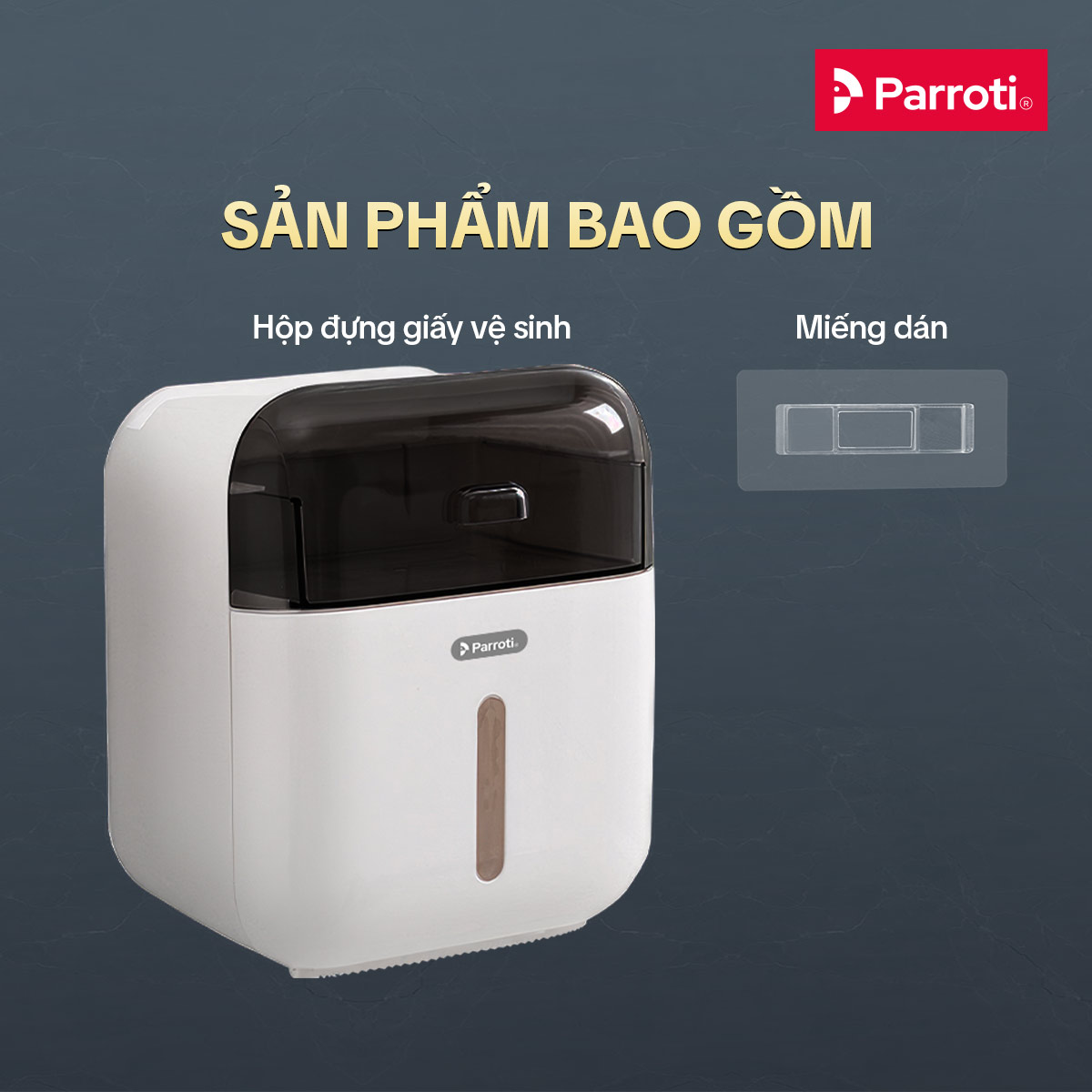 Hộp đựng giấy vệ sinh cao cấp, có khay để điện thoại, có khay để đồ cá nhân - Parroti Rebox - RB01