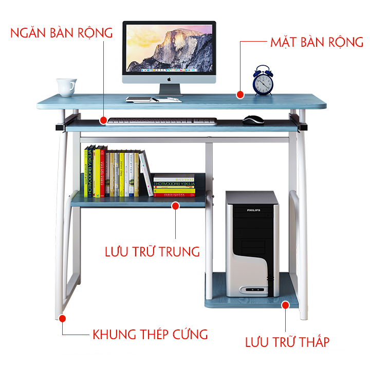 Bàn Làm Việc Để Máy Tính Bằng Gỗ - Bàn Máy Tính Để Bàn Kích Thước 70 X42 X72 CM