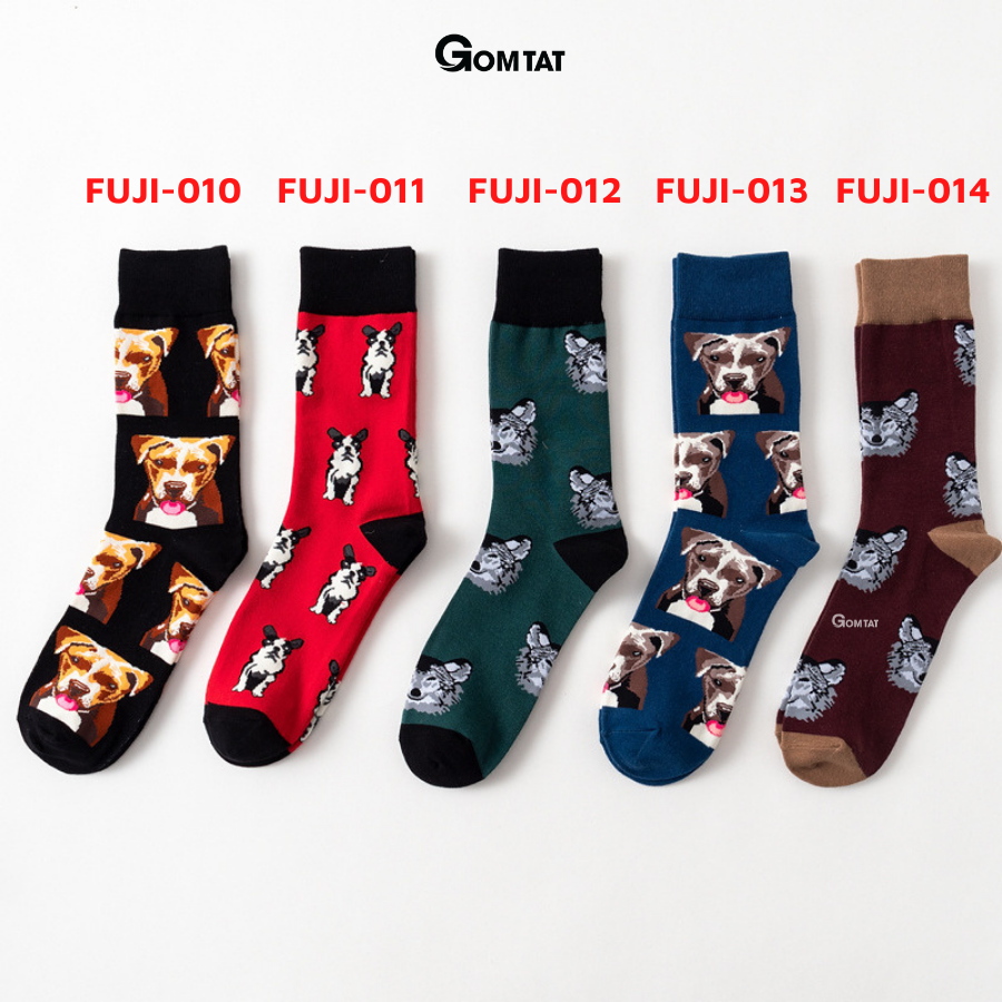 Tất Cổ Cao Nam Nữ GOMTAT Chất Liệu Cotton Cao Cấp, Vớ Cao Cổ Unisex Họa Tiết Hình Chú Chó Dễ Thương - FUJI