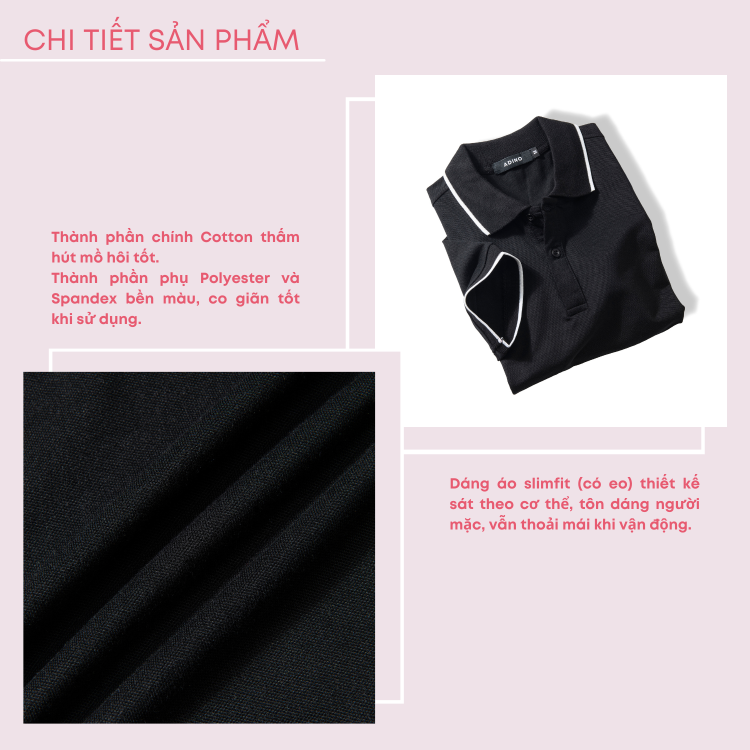 Hình ảnh Áo polo nữ ADINO màu đen phối viền xẻ lai vải cotton co giãn dáng slimfit trẻ trung APN02