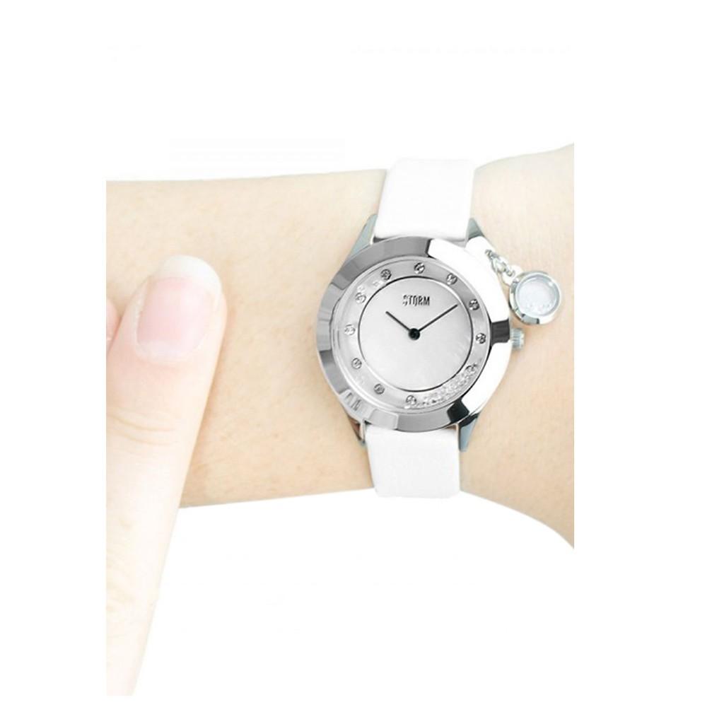 Đồng hồ đeo tay nữ hiệu Storm SPARKELLI LEATHER SILVER