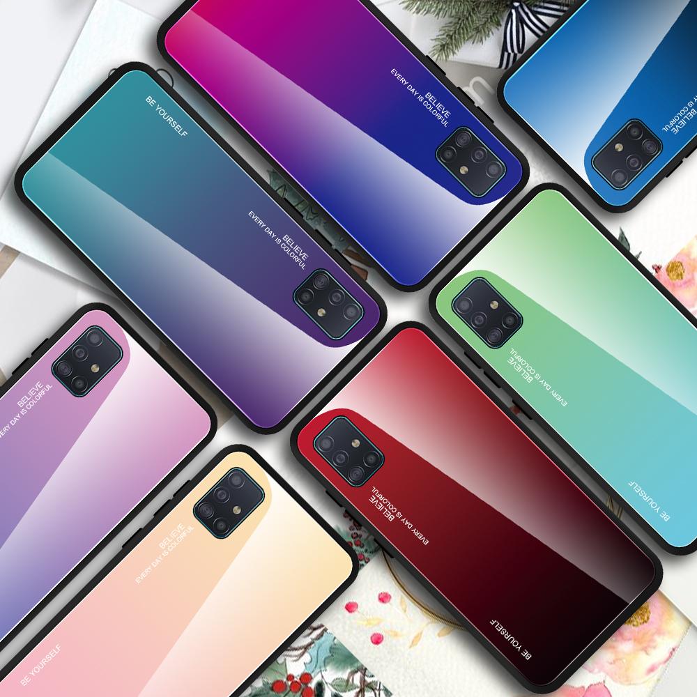 Ốp lưng kính màu Gradient viền dẻo dành cho Samsung Galaxy A51