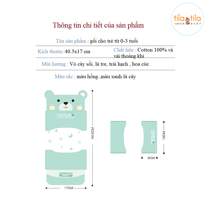 Gối Cho Trẻ Sơ Sinh Tila-Tila Thương Hiệu Cao Cấp Đến Từ Đức - Gối Chống Bẹp Đầu Méo Đầu Cho Trẻ Có Thể Điều Chỉnh Khoảng Cách Cho Phù Hợp Với Kích Thước Đầu, Nâng Niu Giấc Ngủ Ngon Của Bé.