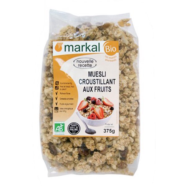 Ngũ cốc giòn trái cây hữu cơ Muesli Crunchy Markal 375g