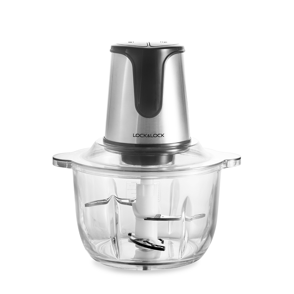 Máy Xay Thịt 2 Lưỡi Dao Kép Lock&Lock EJM171 - Hàng Chính Hãng, Cối Thủy Tinh Dung Tích Lớn - Tặng Kèm Ống Hút Inox