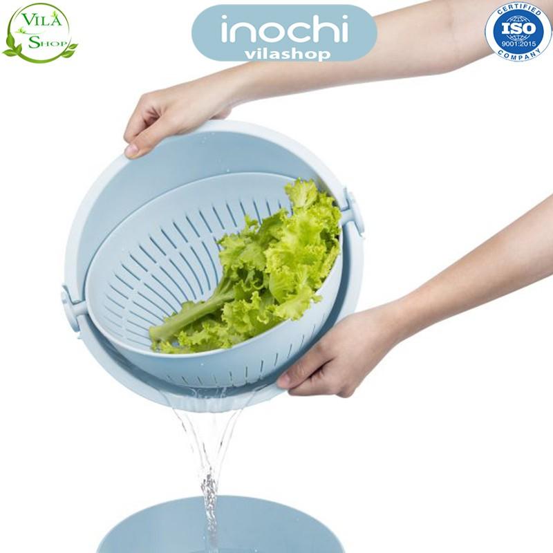 Thau Rổ Nhựa, Bộ Thau Rổ Xoay Đa Năng Yoko 28 cm, Chính Hãng Inochi Nhựa PP Nguyên Sinh - Kháng Khẩu - Khử Mùi