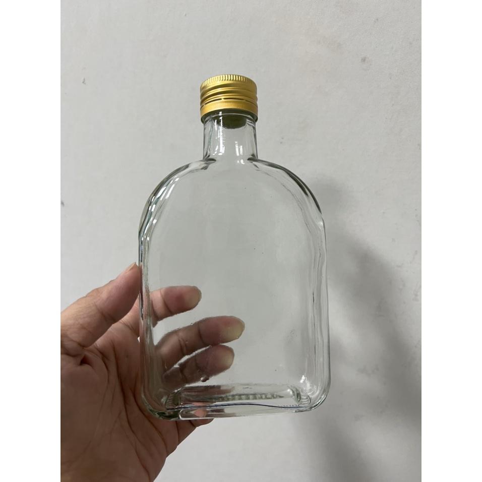 Chai Thủy Tinh Dẹp Cổ Cò Nắp Nhôm