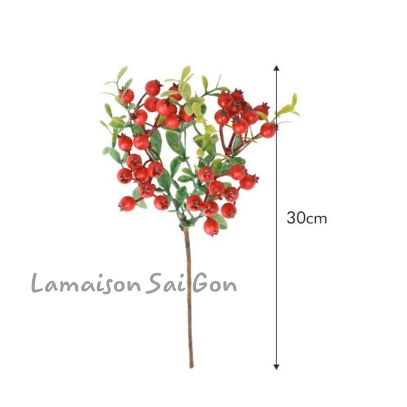 Cành lá berry cao 30cm dùng trong decor trang trí nhà cửa, hoa lụa cao cấp, hoa cưới