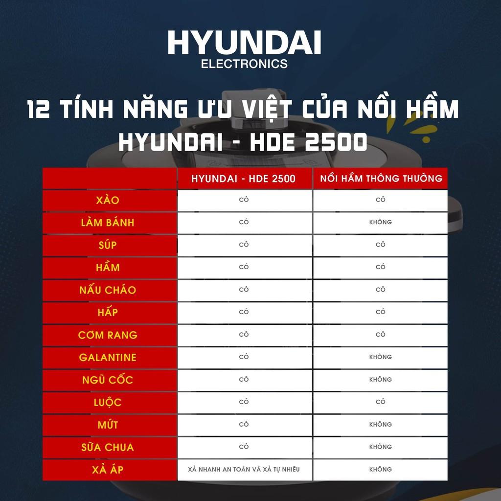 Nồi hầm điện tử Chính Hãng HYUNAI HDE 2500S An Tòan Và Tiết Kiệm Thời Gian, Nồi Áp Suất Đa Năng - Hàng Chính Hãng