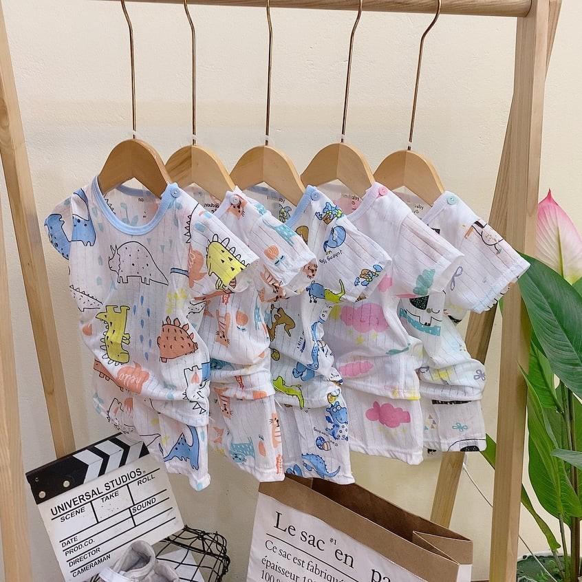 BỘ COTTON GIẤY CỘC TAY CÀI VAI CHO BÉ 5-15 KG, GIAO MẪU NGẪU NHIÊN