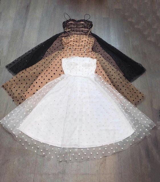 Đầm xoè lưới bi SANG TRỌNG -MS33V- Size M L đến 58kgMM MM