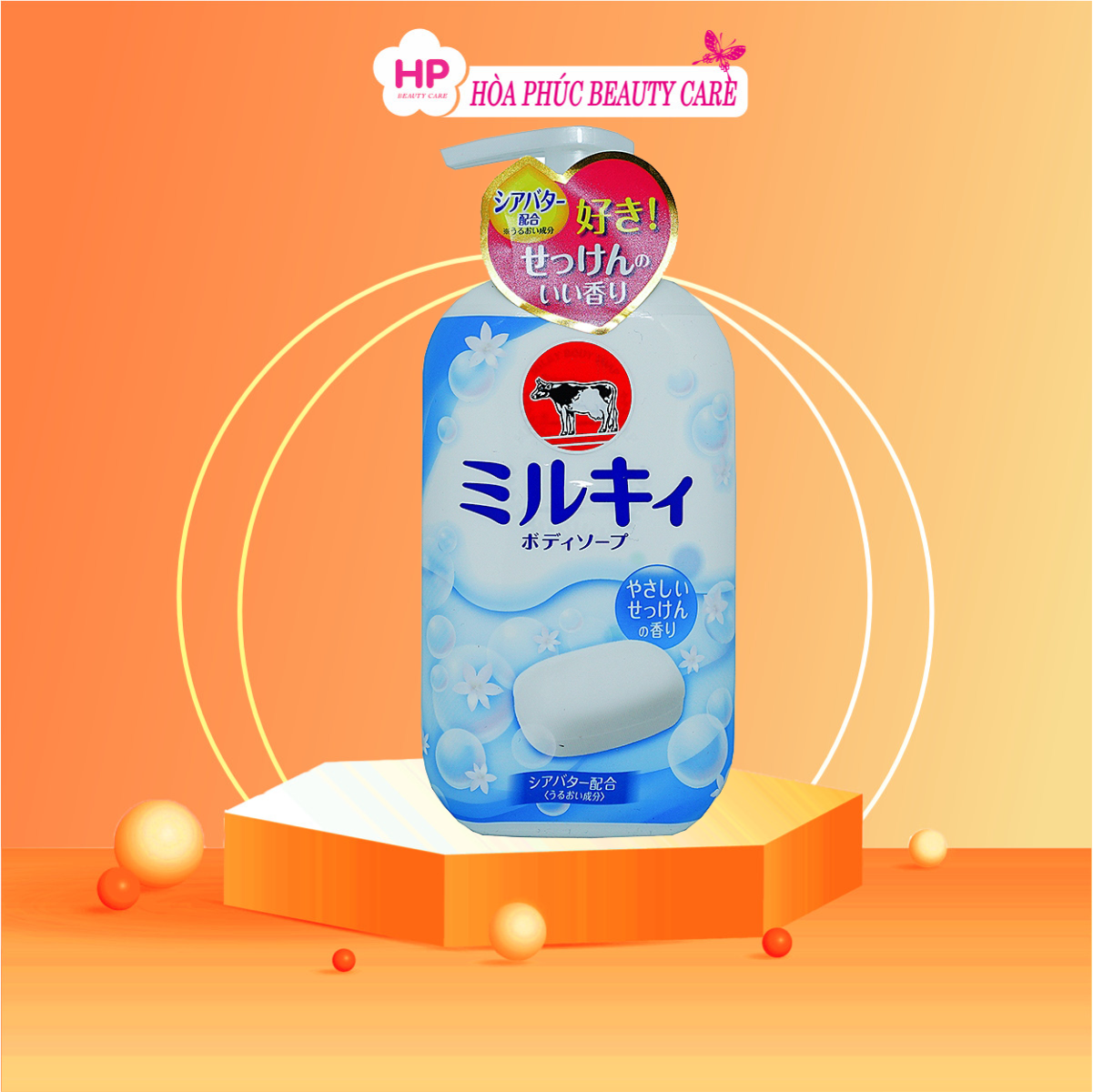 Sữa Tắm Cow Milky Body Soap Pump Dưỡng Trắng Mịn Da  Hương Hoa Cỏ Chiết Xuất Sữa Bò Tươi Chai 550ml (Combo 550ml Và Set 24ml)