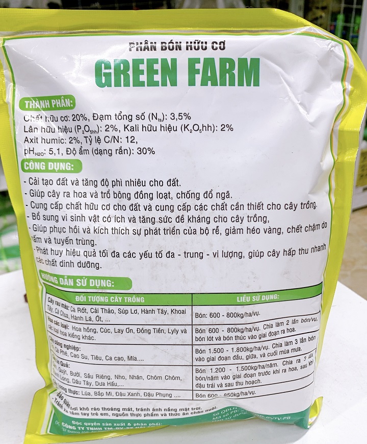 Phân Bón Hoa Hồng Hữu Cơ GREEN FARM - Gói 1kg