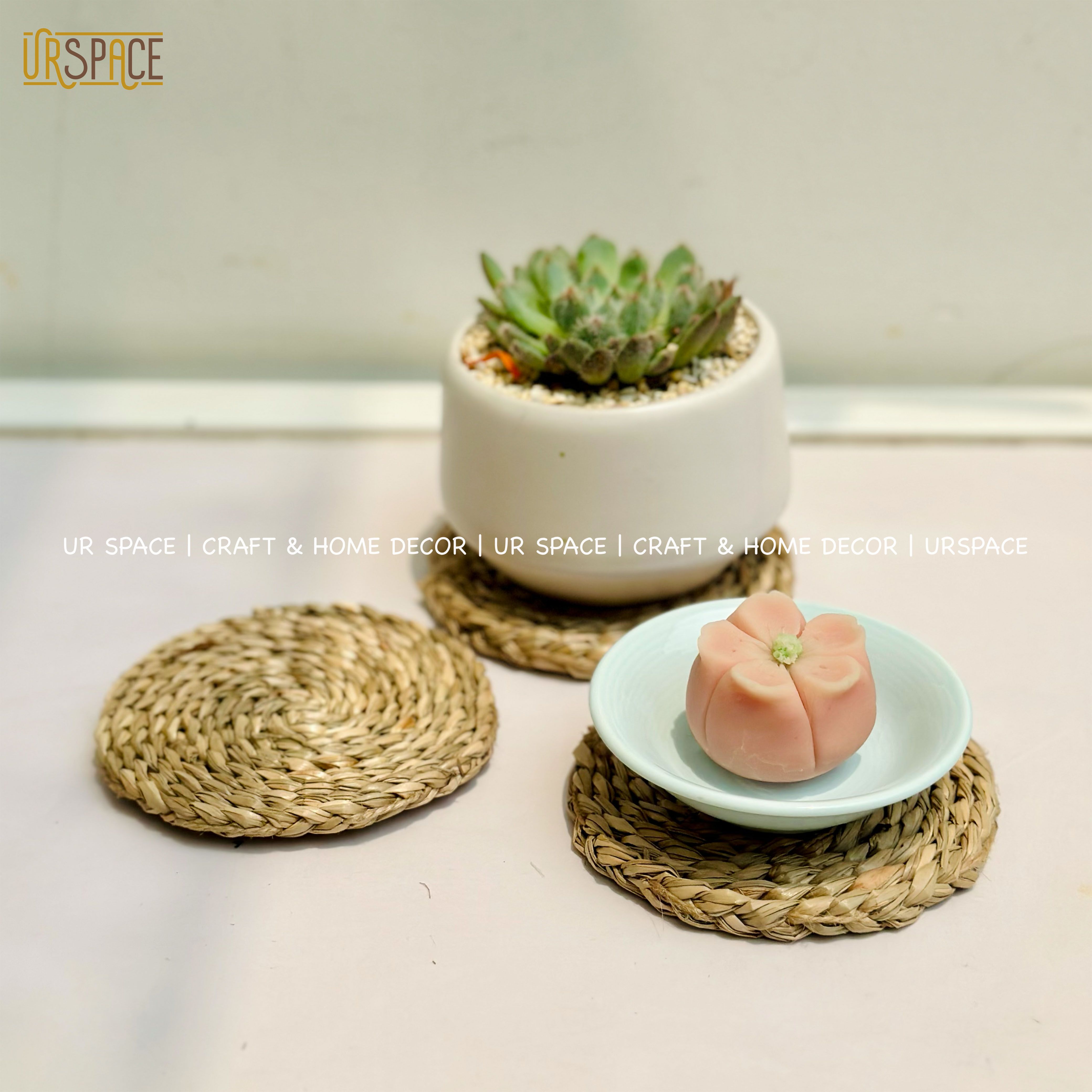 Tấm lót cói URSPACE hình tròn lót ly, chậu hoa trang trí decor / ROUND SEAGRASS PLACE MAT