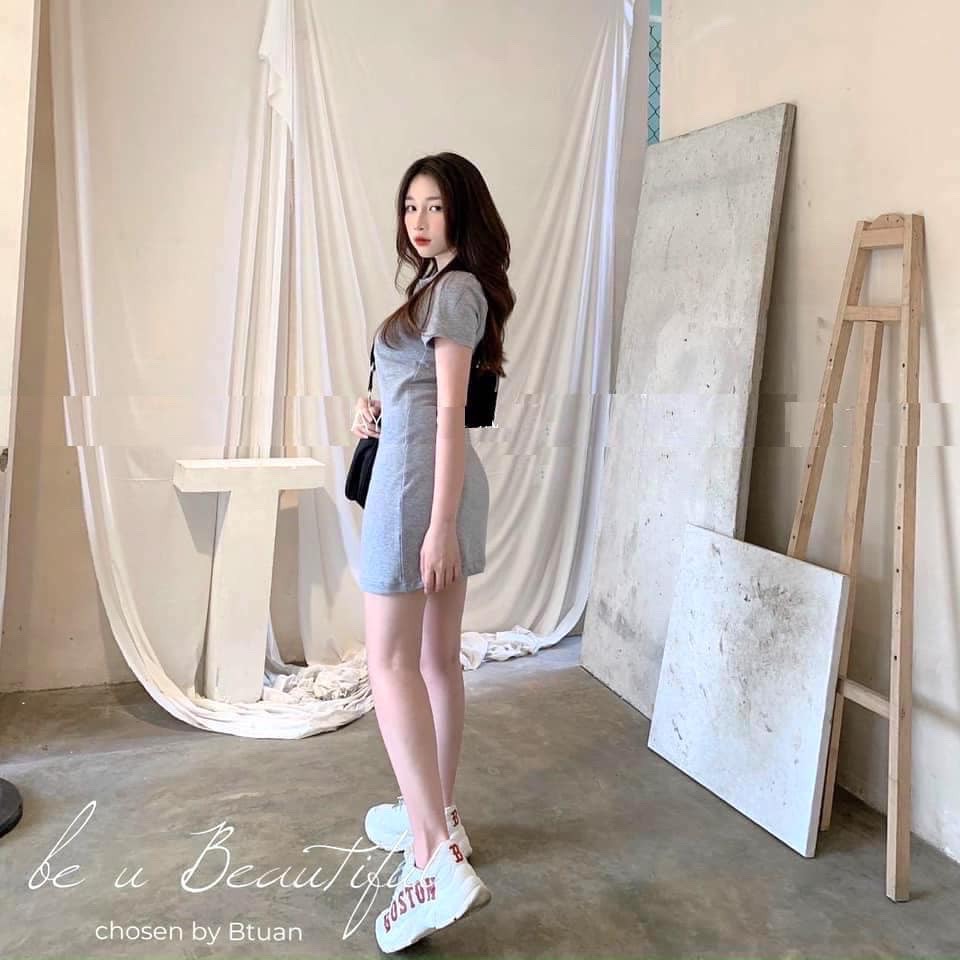 Váy suông cộc tay - đầm suông ngắn tay cổ đức 3 màu chất cotton